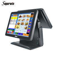 Système pos restaurant cash pos terminal système windows double écran pos machine avec imprimante