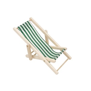 Chaise de plage pliante miniature en <span class=keywords><strong>bois</strong></span> à l'échelle 1:12, chaise longue rayée, mini chaise inclinable, accessoires pour maison de poupée - Product Image 5