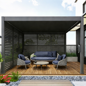 Pérgola, Gazebo, Pabellón Retráctil, Fábrica <span class=keywords><strong>con</strong></span> Certificación CE, Bioclimática, de Aluminio Motorizado, Reforzada, Moderna, para Patio Trasero o <span class=keywords><strong>Terraza</strong></span> - Product Image 4