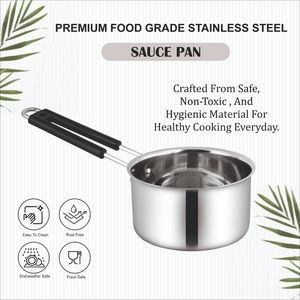 Cacerola Premium de Acero Inoxidable Resistente con Asa de Plástico, Interior Satinado, Capacidad de 1-2L, Apta para Gas e Inducción, Ecológica - Product Image 5