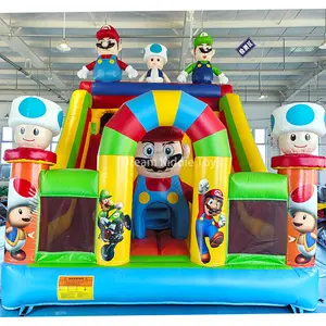 Grand château gonflable gonflable aire de jeux pour enfants et adultes personnage de dessin animé Super Mario parc d'attractions gonflable pour toboggan sec à vendre