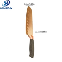 Antislip handvat 8 inch roestvrijstalen Japanse Santoku-mes met roségouden titanium afwerking voor gebruik in de keuken
