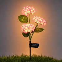 Lampes LED solaires en forme d'hortensia - Décoration florale extérieure pour cour, jardin, allée, bord de lac