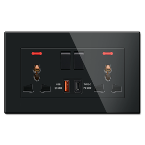 Hiện đại sang trọng acrylic màu đen phổ ánh sáng Tường Ổ cắm chuyển đổi hàng tăng gấp đôi ổ cắm - Product Image 5