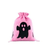 Tas Serut Cetak Transfer Panas Halloween Motif Kartun, Kantong Permen, Tas Hadiah Pesta, Trick Treat, Buatan Cina