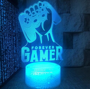 Custom Blue 3D Game Console Icon LED Bedside Nightlight Ambience Table Lamp with Remote Control <b>for</b> Game Room & Bedroom - Product Image 3