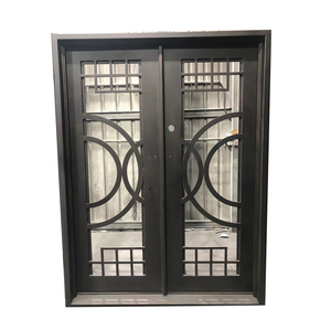 Exterior Entry Front <b>Door</b> With Glass Double Glass Front <b>Door</b> With Iron Interior Double Action Swinging <b>Door</b> Design Catalogue - Product Image 1