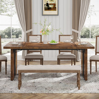 Table de cuisine Tribesigns de 71 pouces pour 6 à 8 personnes, style rustique farmhouse, rectangulaire, en bois ultra résistant