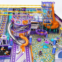 Structure de jeu intérieure commerciale pour enfants, thème personnalisé, écologique, à faible teneur en carbone, avec toboggan et structure d'escalade, thème néon