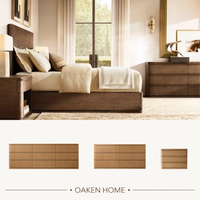 Meubles de chambre à coucher personnalisés de style américain OAKEN, commode en bois de chêne, chambre à coucher minimaliste, tiroirs en bois à bords incurvés