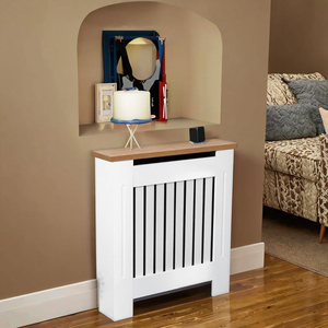 Gabinete de parrilla de madera MDF con listón vertical moderno cubierta de <span class=keywords><strong>radiador</strong></span> tradicional para muebles de sala de estar <span class=keywords><strong>blanco</strong></span> <span class=keywords><strong>pequeño</strong></span> - Product Image 1