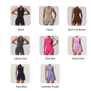 Haute qualité une pièce combinaison Scrunch bout à bout combinaison courte femmes sans manches <span class=keywords><strong>Fitness</strong></span> barboteuse Gym Yoga body sport barboteuse - Product Image 2