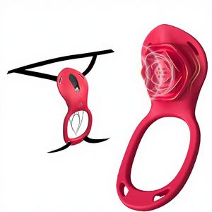 Vibrator Pasangan Rose App Remote Control, Dapat Dipakai, Baterai Lithium Polymer, Stimulator Klitoris Hands-Free, Cock Ring, Kebisingan 50dB - Product Image 1