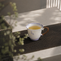 Tasse à café créative en céramique avec poignée latérale, bordure en forme de cœur, glaçure dégradée bleue, série Xi Wu, réutilisable, écologique, cadeau promotionnel