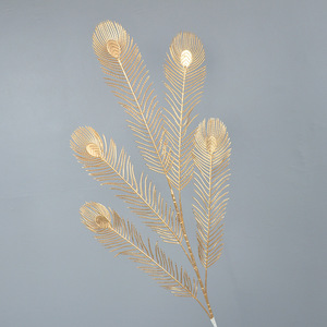 Décoration florale artificielle Dongchen Crafts, plume de paon dorée 30cm-100cm, pour mariage, maison, décoration du Nouvel An - Product Image 1