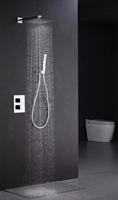 Ensemble de douche carré encastré noir avec pommeau de douche et robinet thermostatique mural pour salle de bain