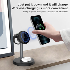 Recém Estilo Simples Alta Qualidade 3 em 1 Carregador Sem Fio Phone Stand Magnético Telefone Inteligente Relógio de Ouvido 15W Carregador Sem Fio - Product Image 4