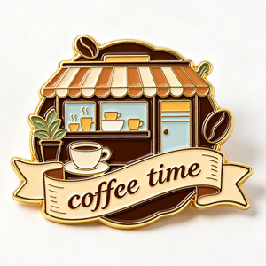 เข็มกลัดเคลือบลายแก้วกาแฟ ป้ายโลหะแบบ Letterpress สีทอง รูปดอกกานพลู สำหรับเป็นของขวัญและเครื่องประดับเสื้อผ้า - Product Image 2