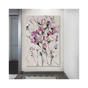 Customized dropshipping products 2022 100% Hand Painted Thick Paint Abstract Colorful flowers for Home decoration