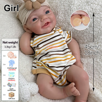 Poupée en silicone ultra douce de 18 pouces, corps entier, nouveau-né, bébé fille, poupée reborn, poupée de confort pour les personnes âgées