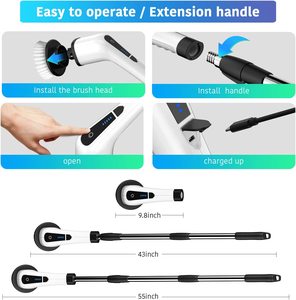 3/6/8/9 in 1 Cordless Home <strong>Cleaning</strong> Magic <strong>Brush</strong> <strong>Electric</strong> Spin Power <strong>Brush</strong> Floor Scrubber for Toilet Window Bathroom Clean - Product Image 3