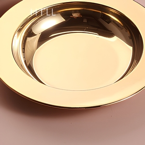 Grand plat de service moderne en acier inoxydable doré, écologique, à bord large et profond, <span class=keywords><strong>grande</strong></span> capacité, pour spaghetti, fruits et salades - Product Image 2