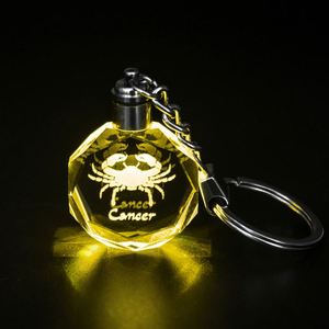 Llavero de Cristal Transparente con Signo Zodiacal, Grabado Láser 3D Personalizado, Luz LED de Colores, Recuerdo Ligero, Venta al Por Mayor en PuJiang - Product Image 3