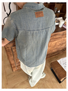 <span class=keywords><strong>Camisa</strong></span> Casual Holgada de Verano para <span class=keywords><strong>Hombre</strong></span>, Estilo Japonés, Nueva Colección, <span class=keywords><strong>Manga</strong></span> <span class=keywords><strong>Corta</strong></span>, Vaquera Lavada Retro, Estilo Urbano Americano, Cierre de Botones - Product Image 3