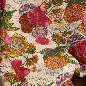 Colchas Kantha Estampadas de Algodón Vintage Hechas a Mano, 100% Algodón, Manta Orgánica Artesanal para Uso en el Hogar y Hoteles - Product Image 2