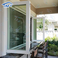 Fenêtre pliante en aluminium moderne NF-50 à ouverture horizontale, insonorisée et isolante thermiquement, avec moustiquaire rétractable, pour usage extérieur