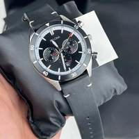 Montre pour homme en acier inoxydable, bracelet en cuir, montre chronographe à quartz, aiguilles luminescentes