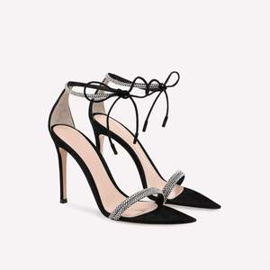 Sandalias de Tacón Alto con Diamantes de Diseño de Lujo para Mujer, Sandalias de Tacón Alto con Punta Puntiaguda y Pedrería para Mujer, Zapatos de Tacón Alto para Mujer - Product Image 1