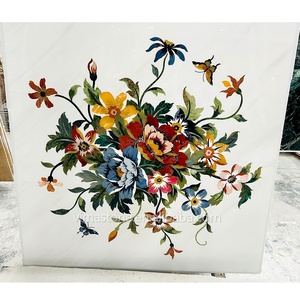 Carrelage de sol en marbre de luxe style français avec motif médaillon floral découpé au jet d'eau pour projets de villas, hôtels et palais - Product Image 3