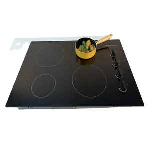 Kompor Listrik Cooktop 4 Tungku Listrik, Kompor Keramik Drop-In Smoothtop, 220V Cocok untuk Semua Peralatan Masak