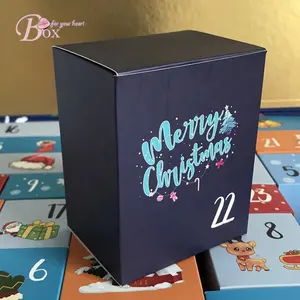 Christmas gift 24 beauty holiday promotion secret box chocolate cosmetic makeup handle advent calendar paper box