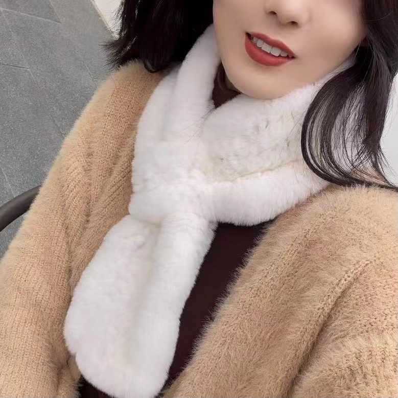 Женский зимний шарф из меха кролика Рекс, плюшевый шарф на шею