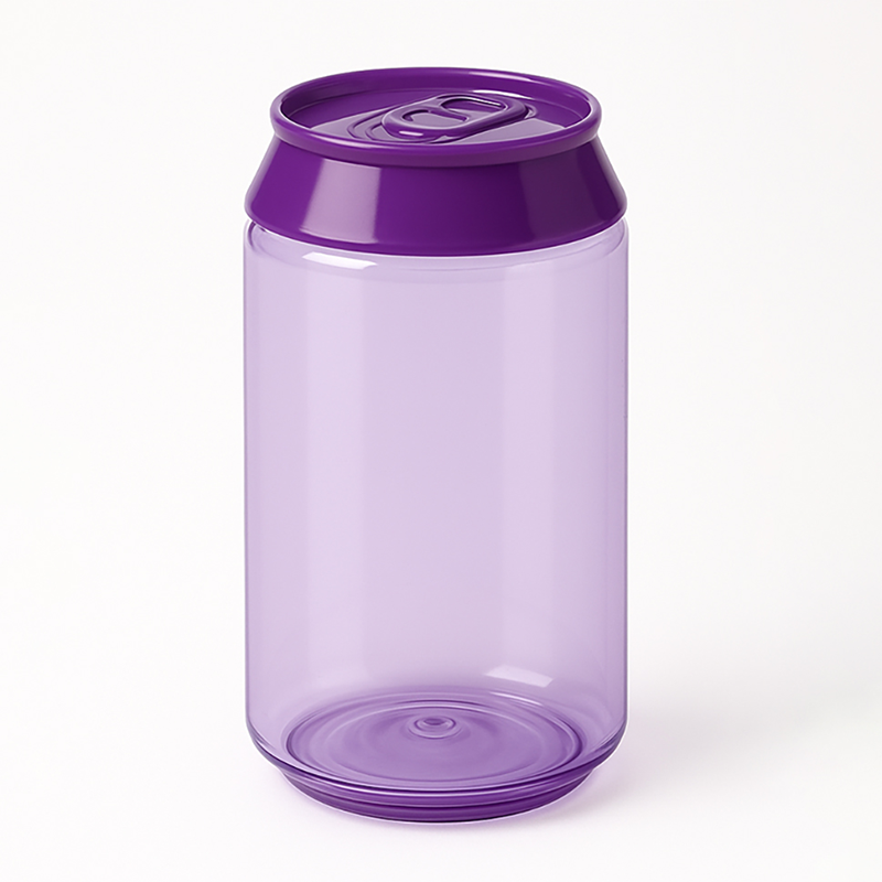 Botella morada con tapas moradas.