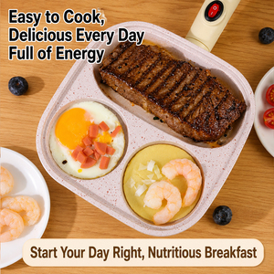 Sartén Eléctrica 3 en 1 Antiadherente de Metal para Desayunos, Sartén Dividida con Superficie de Fácil Desmolde para el Desayuno Diario - Product Image 3