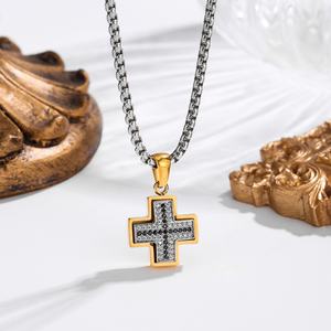 Collar con Colgante de Cruz para Hombre, Acero Inoxidable, Chapado en Oro de 18K, Circonita Cúbica, Fe Cristiana, Duradero, Impermeable, Hipoalergénico, Regalo - Product Image 6