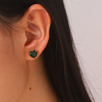H&C - Juego de Aretes de Acero Inoxidable con Baño de Oro PVD de 18K y Circonitas en Forma de Corazón para Mujer, Venta al por Mayor, Joyería Fina para Bodas