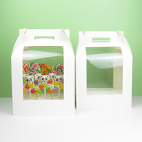 IMEE Blanc Sucette Boîte Portable Lolly Candy Poignée Boîte De Papier Vente Chaude Usine Affichage Boîte Fenêtre Transparente