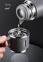Set Botol Termos Vakum Stainless Steel Dinding Ganda Label Pribadi dengan Gagang dan Tiga Cangkir