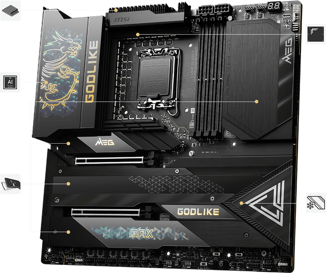 MSI MEG Z790 GODLIKE MAX DDR5 LGA1700 Gaming Motherboard Supports 14th Gen CPUs, Z790 Chipset