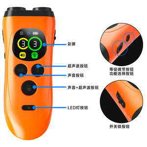 เครื่องไล่สุนัขอัลตราโซนิก PU11 สีส้ม เครื่องฝึกสุนัขอเนกประสงค์แบบพกพา พร้อมไฟ LED และโหมดเสียง - Product Image 3
