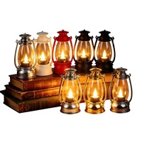 Lámpara LED de Vela Vintage con Llama Parpadeante, Linterna Decorativa para Camping, Luz Nocturna Portátil para Dormitorio, Material PP