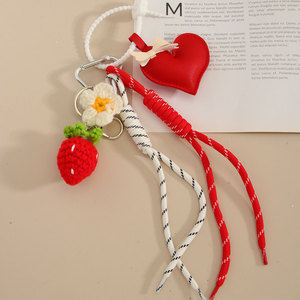 Mode grand coeur gland <span class=keywords><strong>porte</strong></span>-clés Punk fille à la main chaîne femmes sac fraise fleur tressé corde pendentif <span class=keywords><strong>porte</strong></span>-clés - Product Image 3