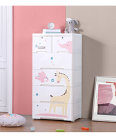 Commode de rangement pour bébé en plastique multicouche de haute qualité, armoire en plastique PP avec roulettes et serrure