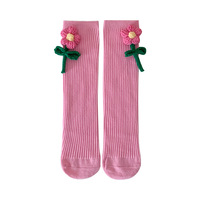 Chaussettes florales pour bébés filles, mignonnes, mi-mollet, tricotées en 3D avec petites fleurs, style princesse tendance, respirantes, longues, pour l'été