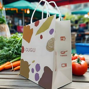 Bolsas de Papel Kraft Reciclado Ecológicas para Llevar Comida, Pizza, Sushi y Ensaladas, Impresas en Flexografía con Asas Retorcidas - Product Image 2