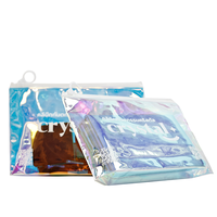 Trousse de maquillage holographique Sacs à cosmétiques transparents Organisateur Grande capacité Trousse de toilette irisée Pochette de maquillage holographique